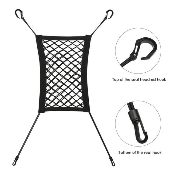 2 Packs Car Backseat Barrier Net Organizer Stretchable Pet Dog Barrier Seat Storage Mesh with Hooks for SUV UTV Auto Front Seat Protector Travel Accessories