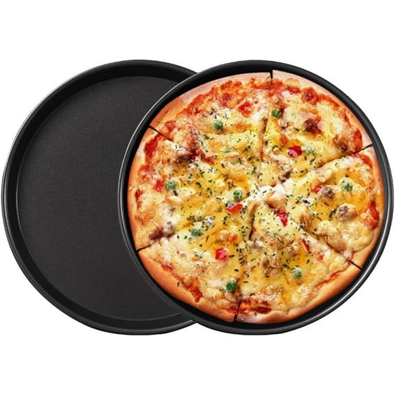 2 Packs Carbon Steel Non-stick Pizza Pan,7 In Small Round Pizza Baking Pan for Oven,Non-Toxic Deep Tray for Cookies,Pie,Cake Making