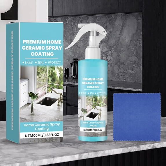 2 Packs Ceramic Coating Spray for Home 100ml Waterproof Protective Sealant Quick Drying Anti-Stain Easy Apply for Countertops Tiles Sinks Shower Walls Bathroom Kitchen Surfaces Long Lasting Shine