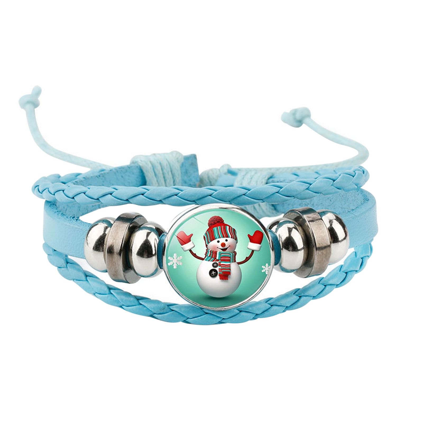 2 Packs Christmas Leather Bracelet Holiday Womens Christmas Costume