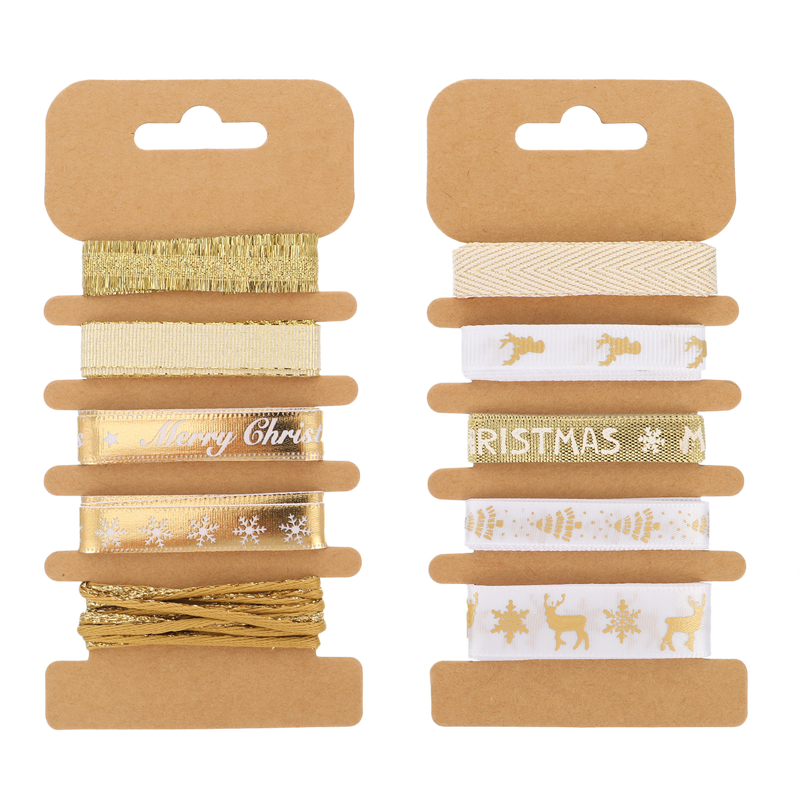 2 Packs Christmas Style Ribbons DIY Gift Wrapping Ribbons Polyester