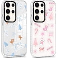 thumbnail image 1 of 2 Packs Christmas Transparent Print Phone Case for Samsung Galaxy S21 FE 5G 6.4", Aesthetics Pattern Design Soft Silicone Xmas Cases, Shockproof Bumper Protector Camera Girls Cover, Candy Cane A, 1 of 5