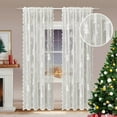 thumbnail image 1 of 2 Packs Christmas White Window Curtain, 59.05x39.37 Inch Polyester Festive Drapery - Exquisite Christmas Pattern Decor for Home Window, Holiday Party, Christmas Themed Scene Arrangement, 1 of 8