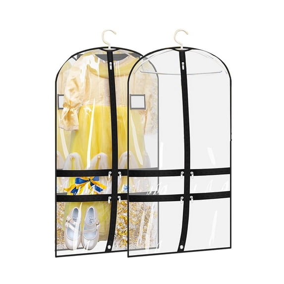 2 Packs Clear Dance for Dancers with 4 Pockets, 40Inch Kids Dance Costume Garment Bag for Travel and Danc