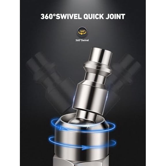 2-Packs Closed Ball Air Chucks, Portable Tire Air Inflate Chuck with 360 Swivel & 1/4" NPT Standard Quick Plug, Tire Inflator Gauge Nozzle for Air Compressor Accessories