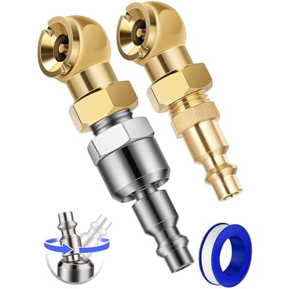 2-Packs Closed Ball Air Chucks, Portable Tire Air Inflate Chuck with 360 Swivel & 1/4" NPT Standard Quick Plug, Tire Inflator Gauge Nozzle for Air Compressor Accessories
