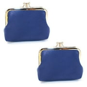 2 Packs Coin Purse for Women Small Clasp Purse Clutch Pouch Cute Change Purse Bag Mini Wallet Gifts for Girls (Blue)