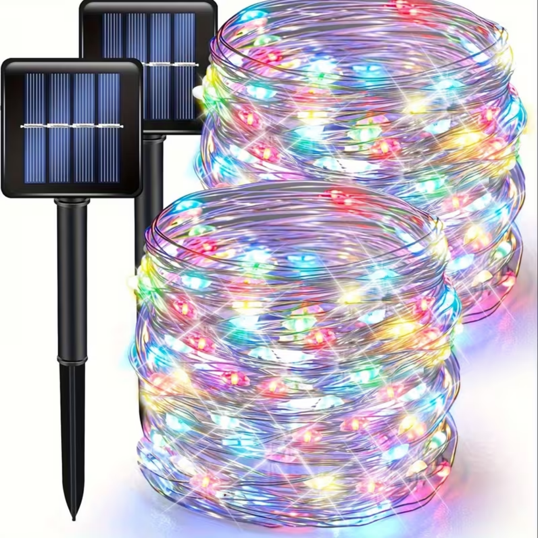 2 Packs Colorful Solar Fairy Lights, Each Pack Contains 110 Led Solar String Lights, Ip65 Waterproof Copper Wire, 8 Modes Of Solar Fairy Lights, For Garden, Courtyard, Tree, Wedding, Christmas