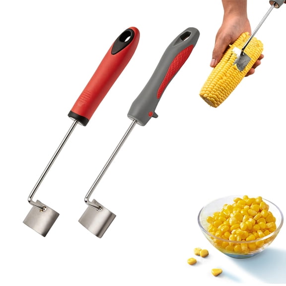 2 Packs Corn Peeler for Corn on the Cob, Stainless Steel Corn Cob Stripper Tool with Long Ergonomic Handle, Efficient Corn Kernel Remover Cutter Kitchen Gadgets For Home Restaurant Use (Mix)