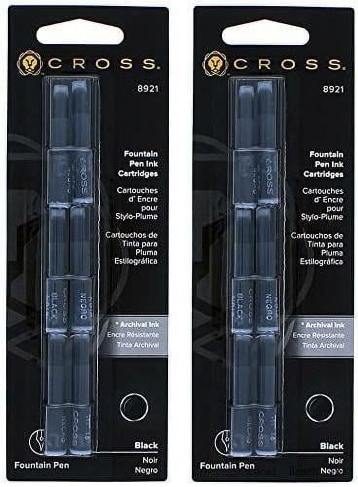 2 Packs Cross Fountain Pen Cartridge Ink Refills, Black Ink