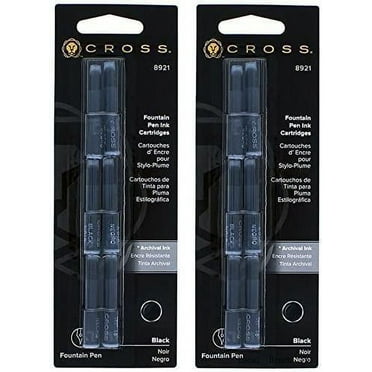 2 Packs - Cross Fountain Pen Cartridge Ink Refills, Black Ink Cartridges, 6 Per Card (8921)