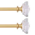 thumbnail image 1 of 2 Packs Curtain Rod Adjustable Window Drapery Rods with clear acrylic plexiglass square finials, 3piece brackets, hardware kits. Gold 28-48 inches., 1 of 5