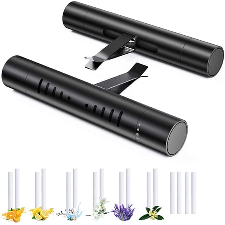 2 Packs Custom Car Vent Clip Cylindrical Essential Oil Car Diffuser Vent Clip with 12 Refill Sticks for Car, Office, Kitchen, Bathroom, Pet Houses