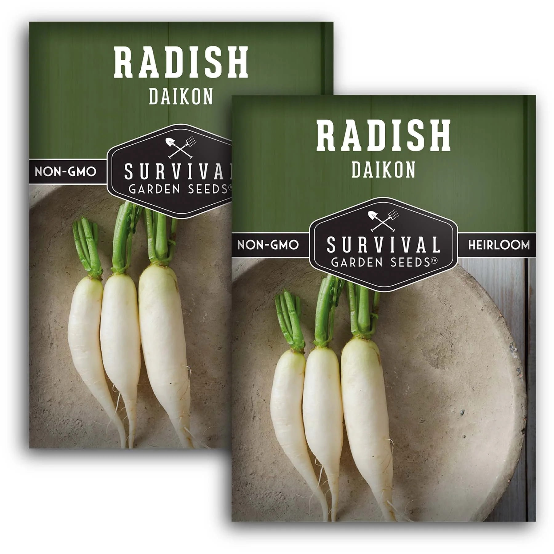 Non Ripe Raddish 2 Packs Daikon Radish Seeds - Non-GMO Heirloom, Full Sun Biennial ...
