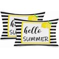 thumbnail image 1 of 2 Packs Decorative Cotton Throw Pillow Covers, Black White Stripe Hello Summer Lemon Fruits 12 x 20 Inch Rectangle Reversible Soft Cushion Case for Couch Bedroom Sofa Living Room Chair Car, 1 of 6