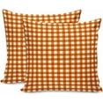 thumbnail image 1 of 2 Packs Decorative Cotton Throw Pillow Covers, Orange Caramel Check Plaid 20 x 20 Inch Square Reversible Soft Cushion Case for Couch Bedroom Sofa Living Room Chair Car, 1 of 6