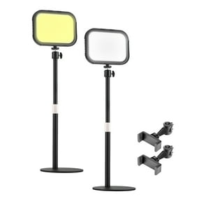 For 2 Packs Desktop LED Video Light Panel 12W Video Conference Light For Zoom Meeting 3000K-6500K Photography Fill Light With Adjustable Light Stand Phone Holder USB Powered For