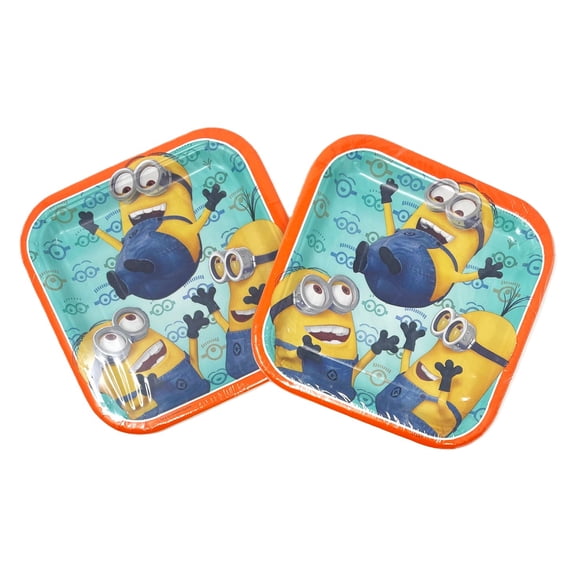 2 Packs - Despicable Me Minions 7 in. Square Dessert Party Plates - 2 Packs of 8 - 16 Total