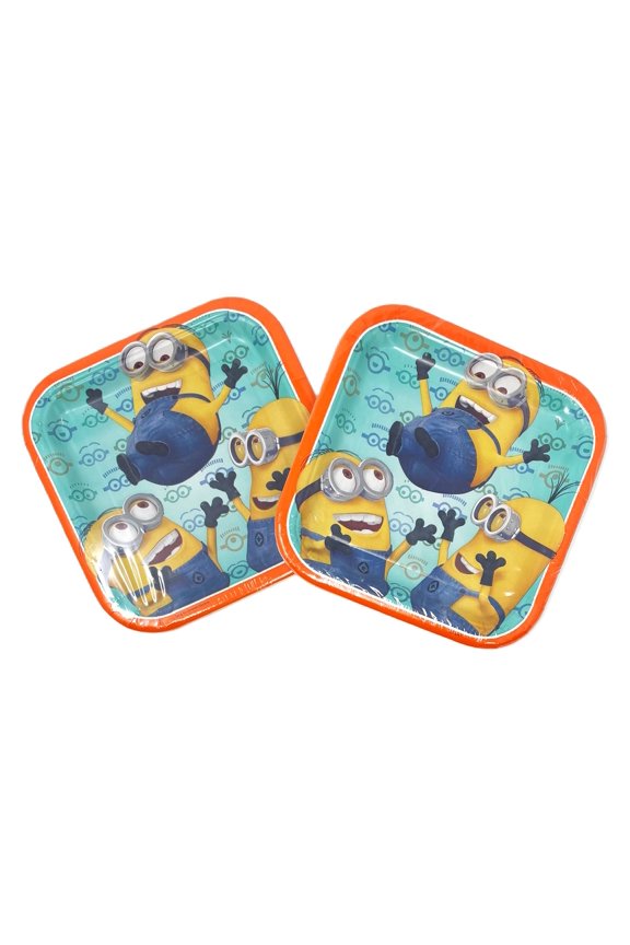 2 Packs - Despicable Me Minions 7 in. Square Dessert Party Plates - 2 Packs of 8 - 16 Total