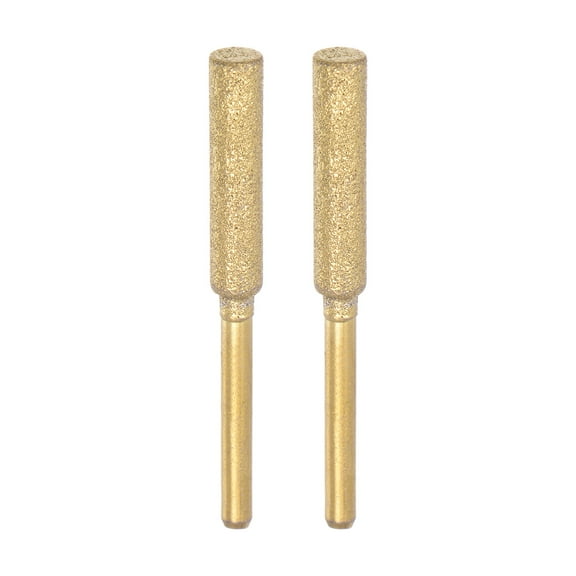 2 Packs Diamond Chainsaw Sharpener Bits 3/16" 4.8mm Cylinder Head, Titanium Plated Electric Chain Saw Grinder