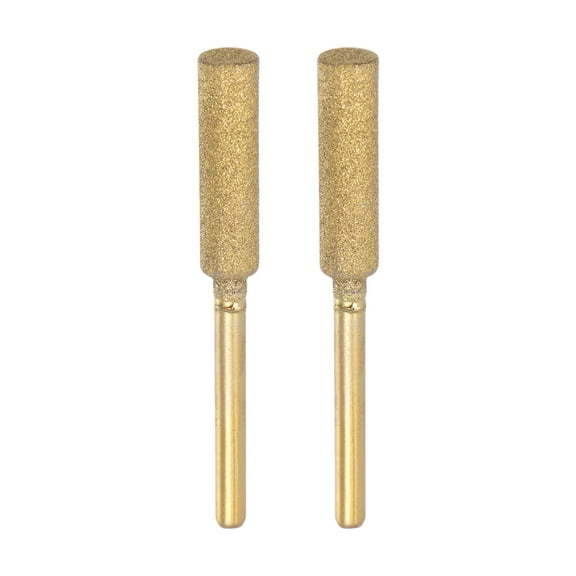 2 Packs Diamond Chainsaw Sharpener Bits 7/32" 5.5mm Cylinder Head, Titanium Plated Electric Chain Saw Grinder