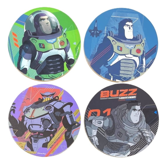 2 Packs - Disney Toy Story Buzz Lightyear Robot Coasters - 2 Packs of 4 - 8 Total