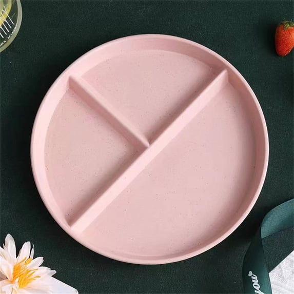 2 Packs Divided Plates for Adults, Unbreakable Portion Control Plate Sectioned with Dividers, Plastic Food Separator Dinner Plates Lightweight Compartment, Reusable Modern Tableware