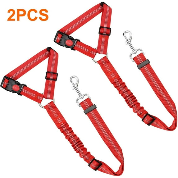 2 Packs Dog Cat Safety Seat Belt Strap Car Headrest Restraint Adjustable Nylon Fabric Dog Restraints Vehicle Seatbelts Harness