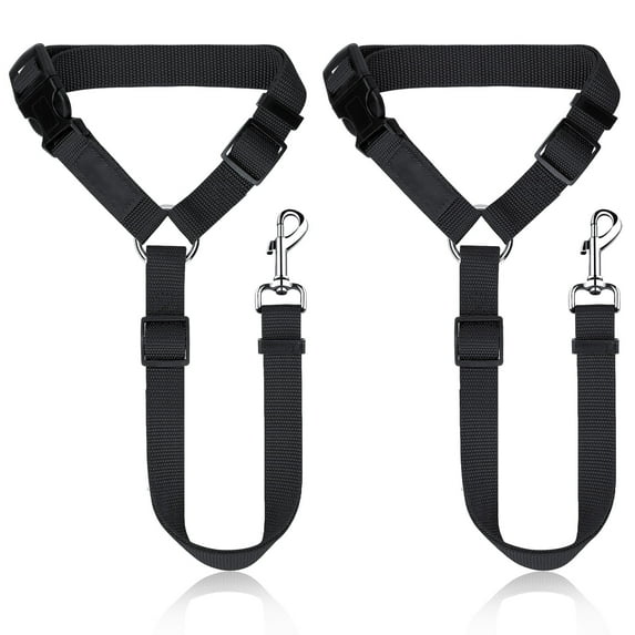 2 Packs Dog Cat Safety Seat Belt Strap Car Headrest Restraint, Black 7798396