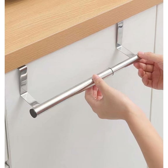 2 Packs Over The Door 9"-15.7" Dish Towel Bar Rack Hanger Holder Stainless Steel with 22 Lbs Maximum Load - Effortless Installation on Any Bathroom and Kitchen