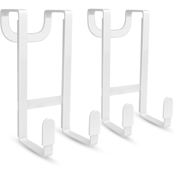 2 Packs Over The Door Hooks – Heavy Duty No Drill Door Hanger, Dual-End Universal Design Fits Doors Up to 1-7/8", Scratch-Protective EVA Pads, for Towel, Coat, Bag in Bathroom, Closet