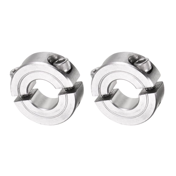 2 Packs Double Split Clamp-On Shaft Collar 1/2 ID Two-Piece Clamping Collar 1-1/8 OD, 13/32 Width Stainless Steel