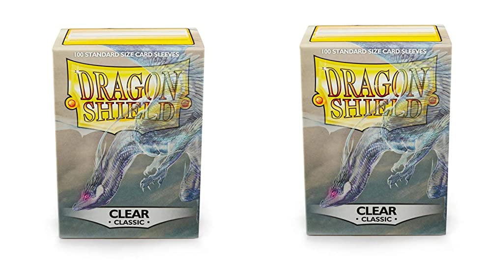 2 Packs Dragon Shield Classic Clear Standard Size 100 ct Card Sleeves Individual Pack