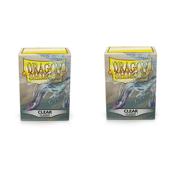 2 Packs Dragon Shield Classic Clear Standard Size 100 ct Card Sleeves Individual Pack