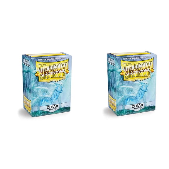 2 Packs Dragon Shield Matte Clear Standard Size 100 ct Card Sleeves Value Bundle!