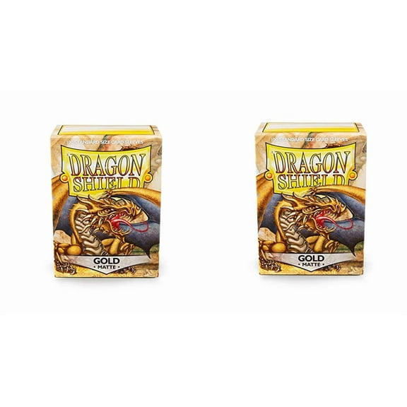 2 Packs Dragon Shield Matte Gold Standard Size 100 ct Card Sleeves Value Bundle!