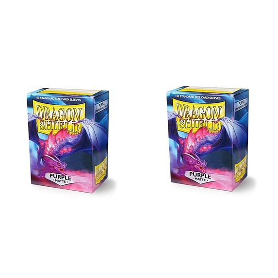 2 Packs Dragon Shield Matte Purple Standard Size 100 ct Card Sleeves Value Bundle!