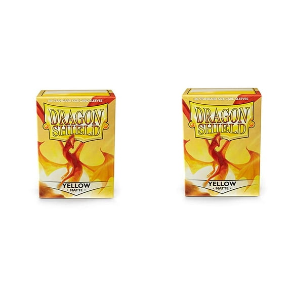 2 Packs Dragon Shield Matte Yellow Standard Size 100 ct Card Sleeves Value Bundle!