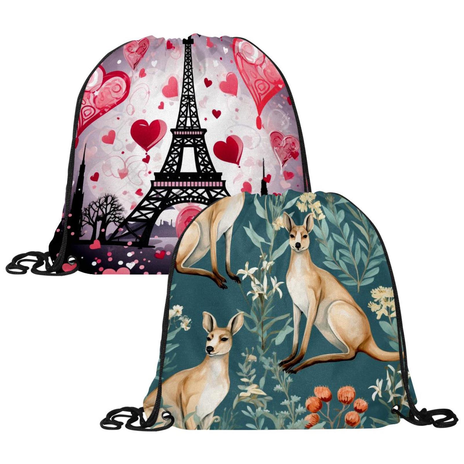 2 Packs Drawstring Backpacks, String Bags Kangaroo Cinch Sack Bags for