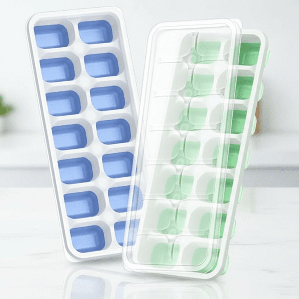 2 Packs Durable Ice Cube Trays with Lid, 28 Cubes Stackable Freezer ...