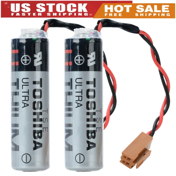 (2-Packs) ER6V/3.6V 2400mAh PLC Non-rechargeable Lithium Battery Compatible for Toshiba PLC Battery for M64 System with Brown Plug