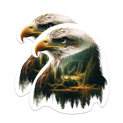 (2 Packs) Eagle with Forest Nature Magnets - Cool Eagle with Forest Nature Magnets - 5 Inches On Longest Side - Premium Magnet - for Fridges, Toolboxes, Cars - Made in USA - MAG2273