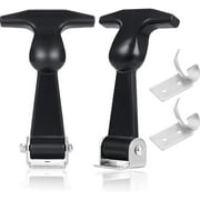 2 Packs Elastic Stainless Steel Rubber Hood Catch Flexible T-Handle Hasp Rubber Flexible Draw Latches with Brackets for Tool Box, Vehicle Engine, Hood