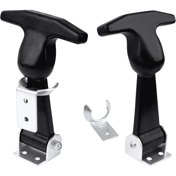 2 Packs Elastic Stainless Steel Rubber Hood Catch Flexible T-Handle Hasp Rubber Flexible Draw Latches with Brackets for Tool Box, Vehicle Engine, Hood