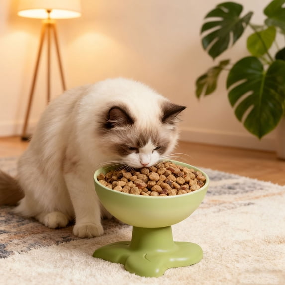 2 Packs Elevated Cat Bowl for Whisker Relief, Raised Pet Food Dish with Non-Slip Base, Wide Shallow Design for Comfortable Feeding, Easy Clean Plastic Pet Feeder, Anti-Vomit and Neck Support Cat Dish