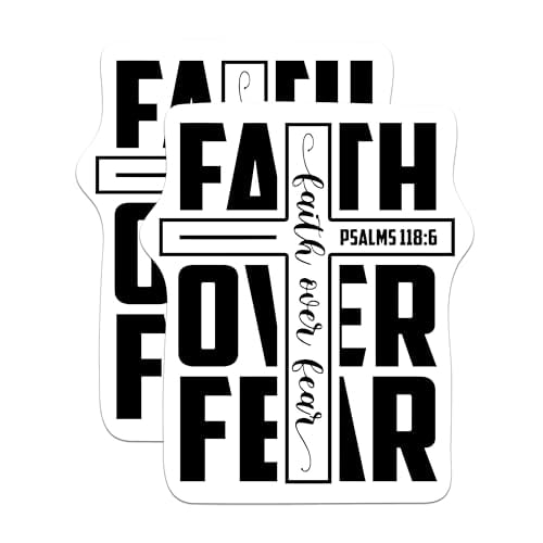 (2 Packs) Faith Over Fear Magnets - Psalms 118:6 Christian Inspired Positive Magnets - 5 Inches On Longest Side - Premium Magnet - for Fridges, Toolboxes, Cars - Made in USA - MAG2324