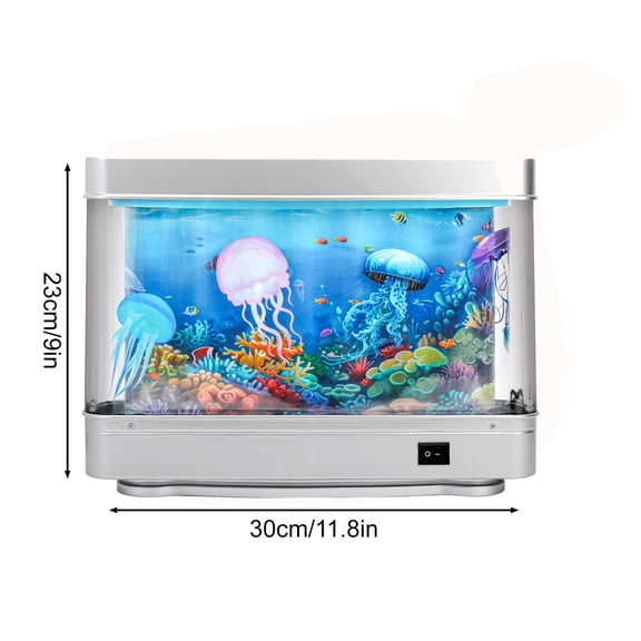 2 Packs Fake Fish Tank Lamp with Moving Fish, Mini Aquarium Decor, 12 Inch Ocean Night Light for Kids Room, Relaxing Sensory Light for Home Office