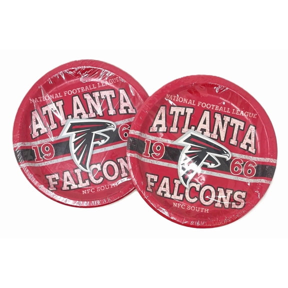 2 Packs - Falcon Atlanta Football Large 8.75" Game Day Party Plates - 2 Packs of 8 - 16 Total