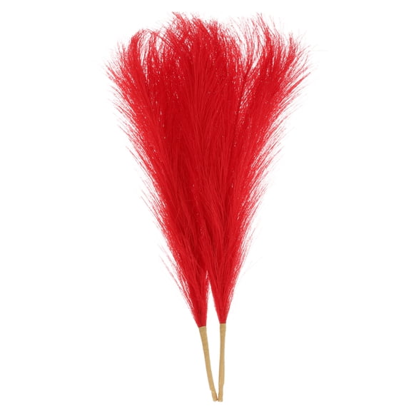 2 Packs Faux Pampas Grass 17 Inch 10 Stem Artificial Grass for Decoration, Red