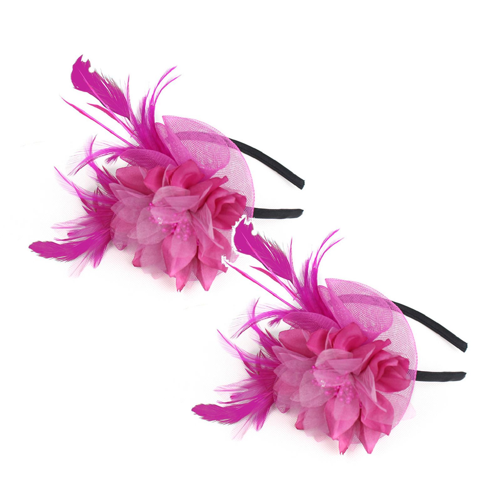 2 Packs Feather Fascinators Womens Flower Derby Hat for Ball Wedding